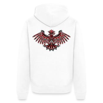 Eagle Haida Tribal Totem Design - Unisex Premium Organic Zip Hoodie - white - Back - Thijin (182cm)