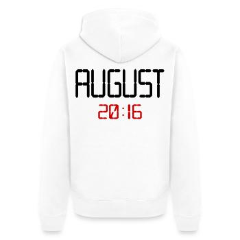 10. Geburtstag, August 2016 - Unisex Premium Bio Zip Hoodie - Weiß - Hinten - Thijin (182cm)