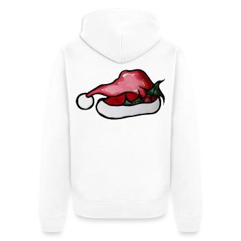Crimson Lip Weihnachtsmannhut-Kunstwerk - Unisex Premium Bio Zip Hoodie - Weiß - Hinten - Thijin (182cm)