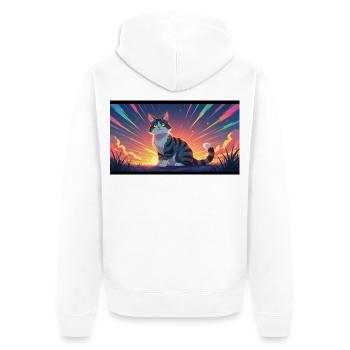 Katze im Abendlicht - Unisex Premium Bio Zip Hoodie - Weiß - Hinten - Thijin (182cm)