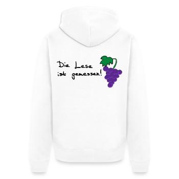 Die Lese ist gemessen! - Unisex Premium Bio Zip Hoodie - Weiß - Hinten - Thijin (182cm)