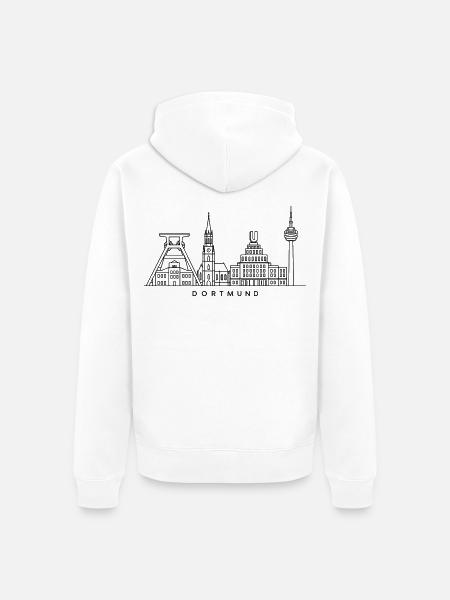 Dortmund Skyline – Line Art - Unisex Premium Bio Zip Hoodie - Weiß