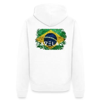 Favelas Flag: Breaks in Green and Yellow - Unisex Premium Organic Zip Hoodie - white - Back - Thijin (182cm)