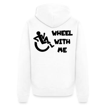 Rollen Sie mit mir in meinem Rollstuhl * - Unisex Premium Bio Zip Hoodie - Weiß - Hinten - Thijin (182cm)