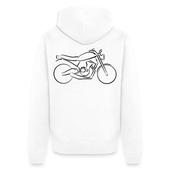 Moto Classique Bike Contours Minimaliste - Veste à capuche bio Premium Unisexe - blanc - Dos - Thijin (182cm)