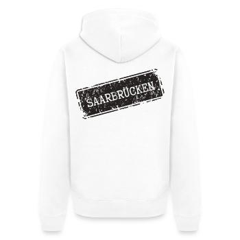 Saarbrücken Design - Unisex Premium Bio Zip Hoodie - Weiß - Hinten - Thijin (182cm)