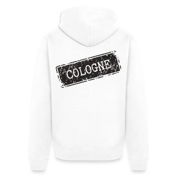 Vintage Stadtmarke Cologne Schriftzug - Unisex Premium Bio Zip Hoodie - Weiß - Hinten - Thijin (182cm)