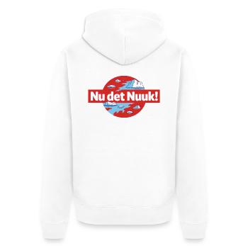 Nu det Nuuk, Greenland - Unisex Premium Organic Zip Hoodie - white - Back - Thijin (182cm)