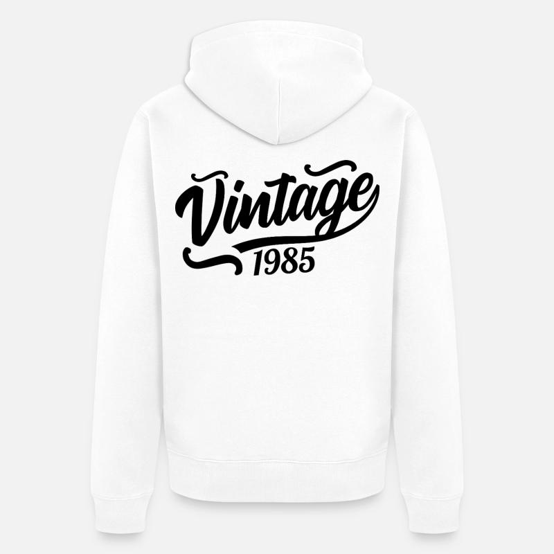 1985 Né en 1985, 56e anniversaire - Veste à capuche bio Premium Unisexe - blanc