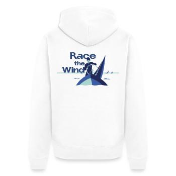 Race the Wind – Sailing Regatta Skipper Saying - Unisex Premium Organic Zip Hoodie - white - Back - Thijin (182cm)