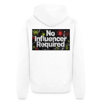 No Influencer Required - Unisex Premium Organic Zip Hoodie - white - Back - Thijin (182cm)