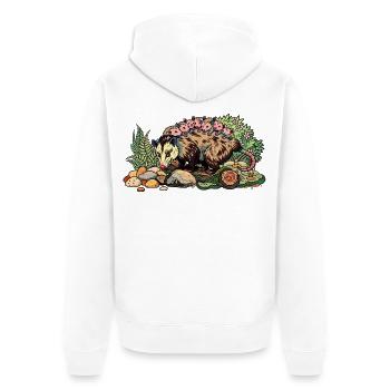 Opossum-Mama mit ihrem Nachwuchs - Unisex Premium Bio Zip Hoodie - Weiß - Hinten - Thijin (182cm)