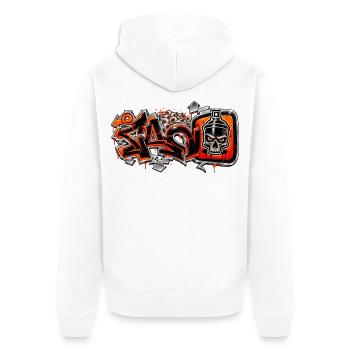 Cano Farlig - Unisex Premium Bio Zip Hoodie - Weiß - Hinten - Thijin (182cm)