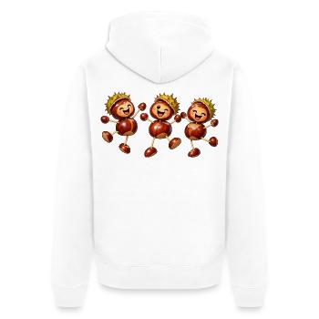 Fröhliche Kastanienfiguren im Herbst - Unisex Premium Bio Zip Hoodie - Weiß - Hinten - Thijin (182cm)