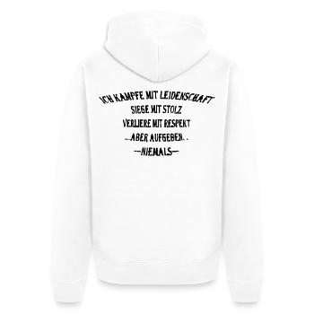 Je me bats avec passion, gagne avec fierté - Veste à capuche bio Premium Unisexe - blanc - Dos - Thijin (182cm)