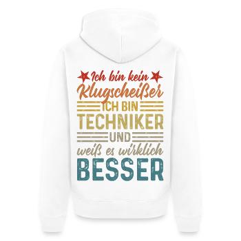 kein Klugscheißer coole lustige Sprüche Techniker - Unisex Premium Bio Zip Hoodie - Weiß - Hinten - Thijin (182cm)
