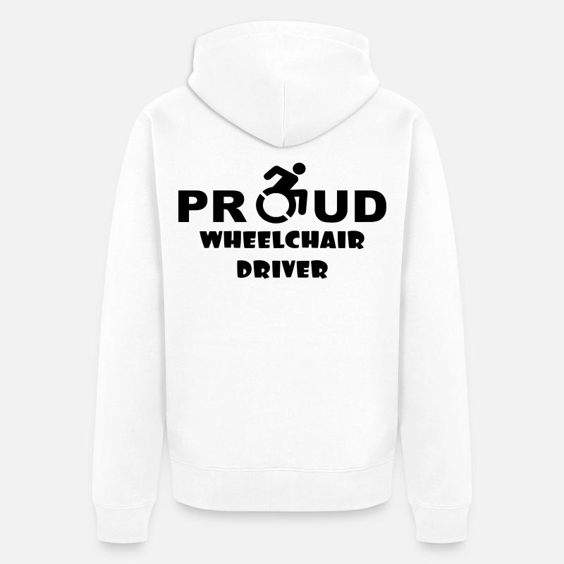 Fier utilisateur d’un fauteuil roulant * - Veste à capuche bio Premium Unisexe - blanc