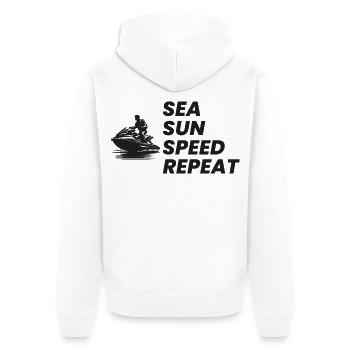 Pilote de jet ski Sea Sun Speed Repeat - Veste à capuche bio Premium Unisexe - blanc - Dos - Thijin (182cm)
