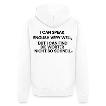 English-German-Rhyme 1 (Ver. B) - Unisex Premium Organic Zip Hoodie - white - Back - Thijin (182cm)