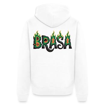 T-shirt Brésil avec flammes – Motif de football samba - Veste à capuche bio Premium Unisexe - blanc - Dos - Thijin (182cm)