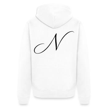 Name mit Anfangsbuchstabe N Nina Noah Nora Nico  - Unisex Premium Bio Zip Hoodie - Weiß - Hinten - Thijin (182cm)