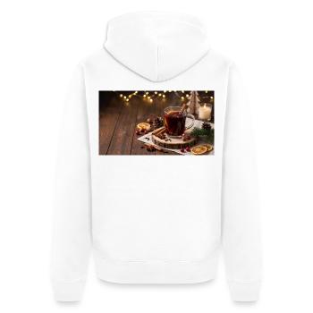 Rustikaler Glühweinzauber - Unisex Premium Bio Zip Hoodie - Weiß - Hinten - Thijin (182cm)