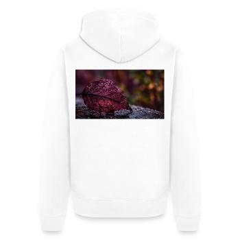 Nachtrotes Taublatt - Unisex Premium Bio Zip Hoodie - Weiß - Hinten - Thijin (182cm)