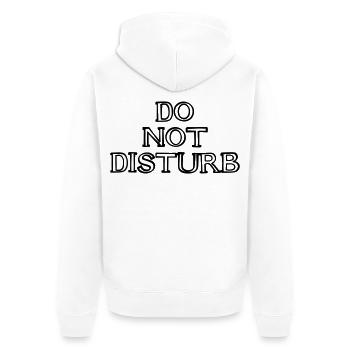 DO NOT DISTURB Schriftzug handgezeichnet - Unisex Premium Bio Zip Hoodie - Weiß - Hinten - Thijin (182cm)