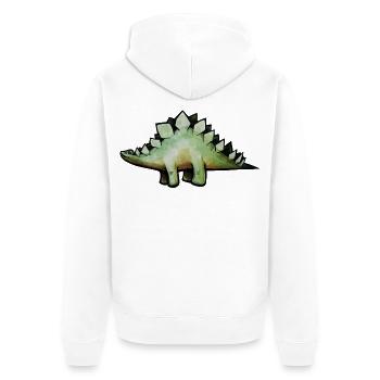 Smaragd-Stego in Aquarell - Unisex Premium Bio Zip Hoodie - Weiß - Hinten - Thijin (182cm)