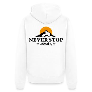 Geschenke für Abenteurer - Unisex Premium Bio Zip Hoodie - Weiß - Hinten - Thijin (182cm)