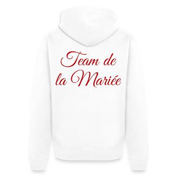 EVJF Team Future Mariée. Enterrement célibataire - Veste à capuche bio Premium Unisexe - blanc - Dos - Thijin (182cm)
