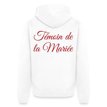 EVJF Témoin mariée. Enterrement vie célibataire - Veste à capuche bio Premium Unisexe - blanc - Dos - Thijin (182cm)