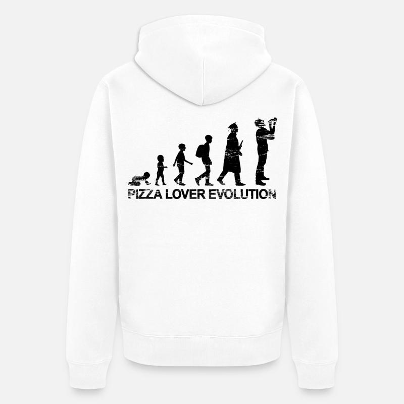 Pizza Lover Evolution - Unisex Premium Bio Zip Hoodie - Weiß