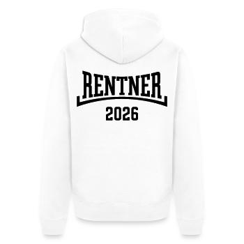 Pensioner 2026 (Annuity / Retirement / Concave / Black) - Unisex Premium Organic Zip Hoodie - white - Back - Thijin (182cm)