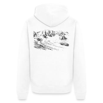 Piz Palü Silhouette | Bernina Massiv Design | Mountain - Unisex Premium Organic Zip Hoodie - white - Back - Thijin (182cm)