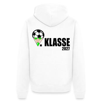 Schulkind 1. Klasse Fußball - Unisex Premium Bio Zip Hoodie - Weiß - Hinten - Thijin (182cm)