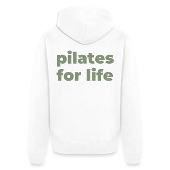 Pilates fürs Leben Typografik - Unisex Premium Bio Zip Hoodie - Weiß - Hinten - Thijin (182cm)