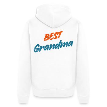 Beste Oma aller Zeiten – Retro Orange & Blue Typografie - Unisex Premium Bio Zip Hoodie - Weiß - Hinten - Thijin (182cm)