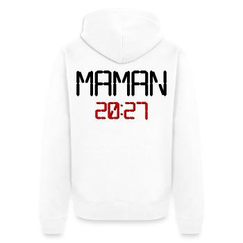 Französische Mama 2027 - Unisex Premium Bio Zip Hoodie - Weiß - Hinten - Thijin (182cm)