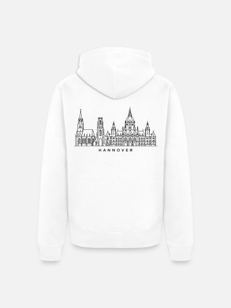 Hannover Skyline – Line Art - Unisex Premium Bio Zip Hoodie - Weiß