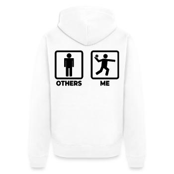 Leben eines Handballspielers - Unisex Premium Bio Zip Hoodie - Weiß - Hinten - Thijin (182cm)