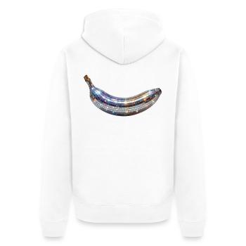 Disco Banana - Unisex Premium Organic Zip Hoodie - white - Back - Thijin (182cm)