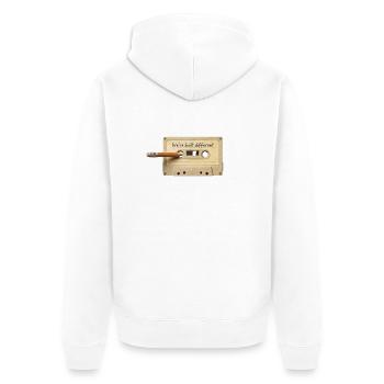 Wir sind anders Kassette Retro - Unisex Premium Bio Zip Hoodie - Weiß - Hinten - Thijin (182cm)