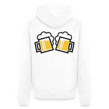 2 Bayrische Bierkrüge Prosten (Bier Maßkrüge / 2C) - Unisex Premium Bio Zip Hoodie - Weiß - Hinten - Thijin (182cm)