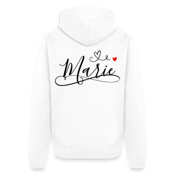 Marie Name Vorname mit Herzdekor - Unisex Premium Bio Zip Hoodie - Weiß - Hinten - Thijin (182cm)
