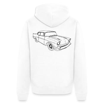 Amerikanischer Oldtimer (Schwarz) - Unisex Premium Bio Zip Hoodie - Weiß - Hinten - Thijin (182cm)