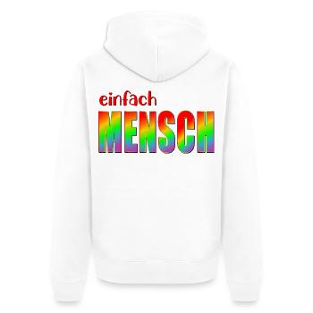 MENSCH INKLUSION VIELFALT - Unisex Premium Bio Zip Hoodie - Weiß - Hinten - Thijin (182cm)