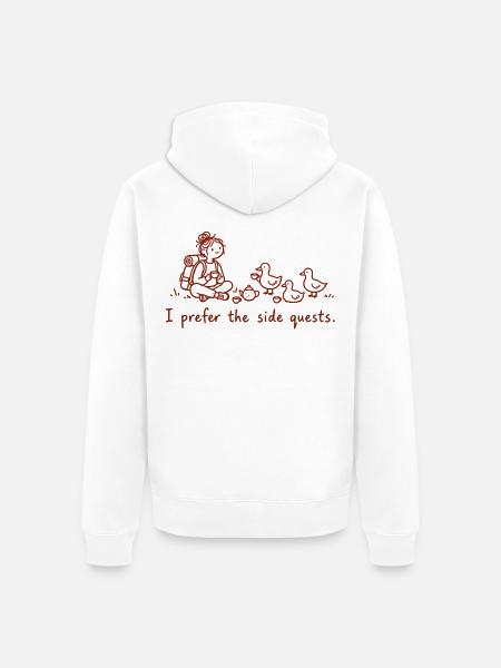 Ich bevorzuge Nebenquests - Unisex Premium Bio Zip Hoodie - Weiß
