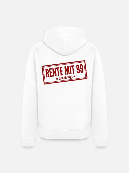 Rente mit 99 Satire Stempel - Unisex Premium Bio Zip Hoodie - Weiß