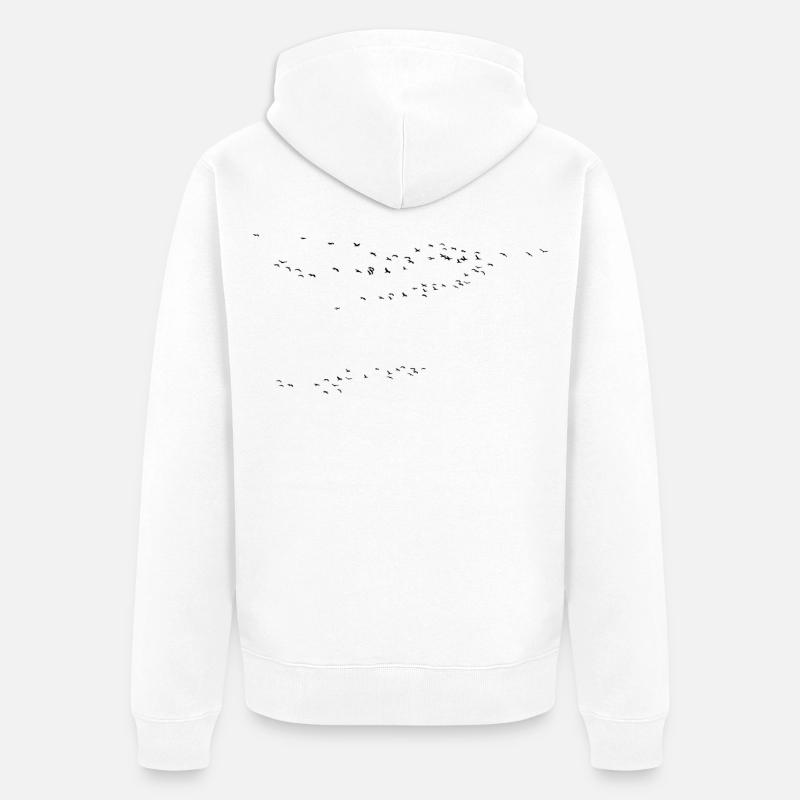 Grue grue printemps oiseaux - Veste à capuche bio Premium Unisexe - blanc